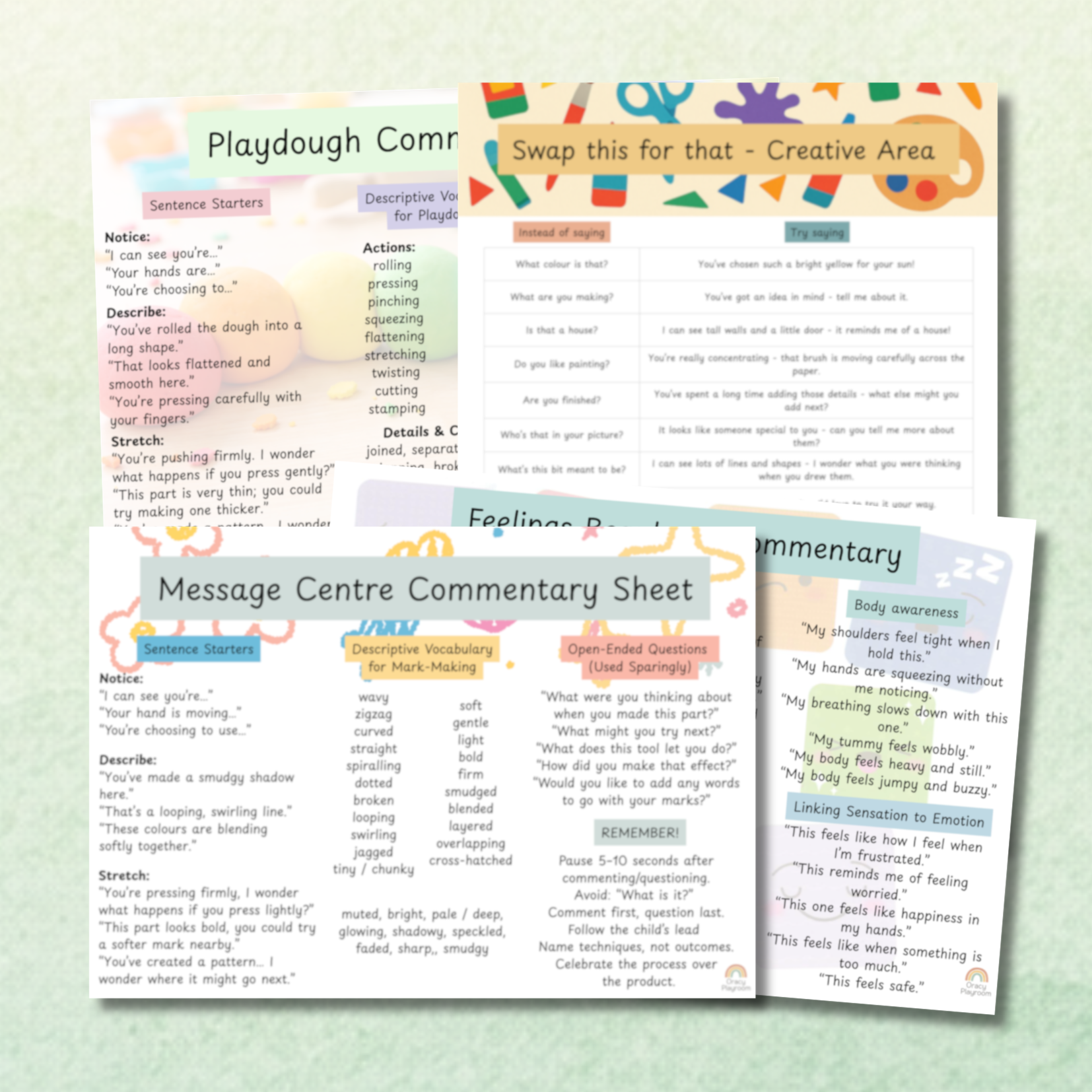 Commentary Sheets – Oracy Playroom