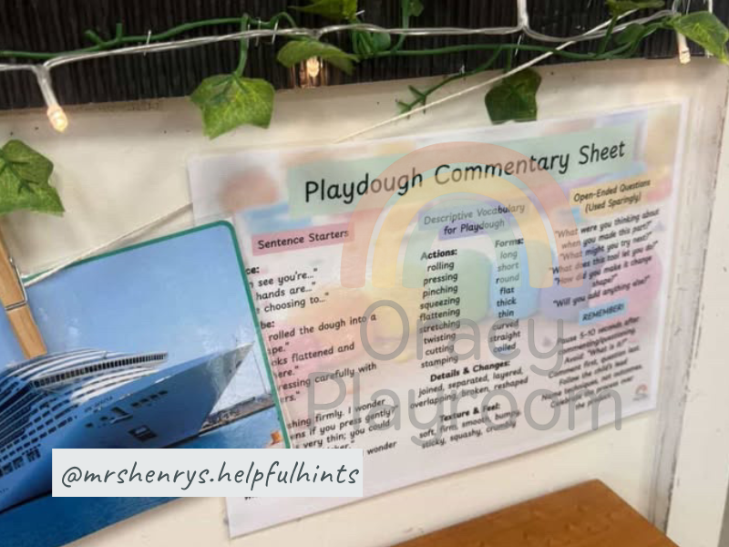 Playdough Adult Commentary Sheet
