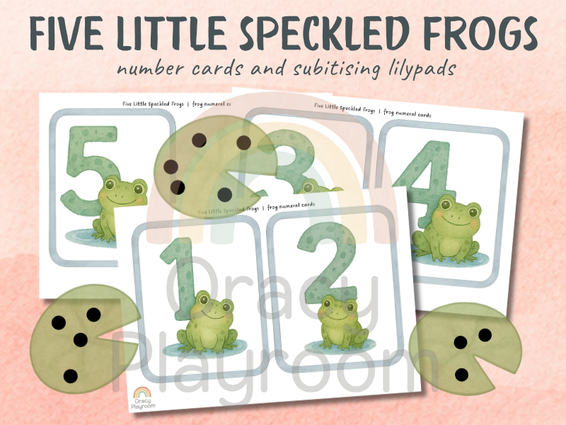 Five Little Speckled Frogs: Number Cards & Subitising Lily Pads