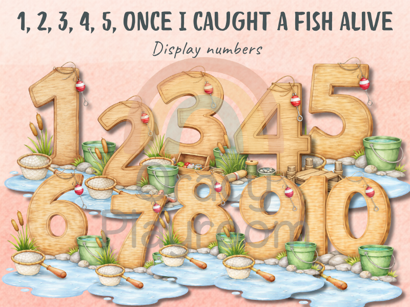 Fish Number Display 1, 2, 3, 4, 5 Once I Caught a Fish Alive: Display Numbers – Oracy Playroom