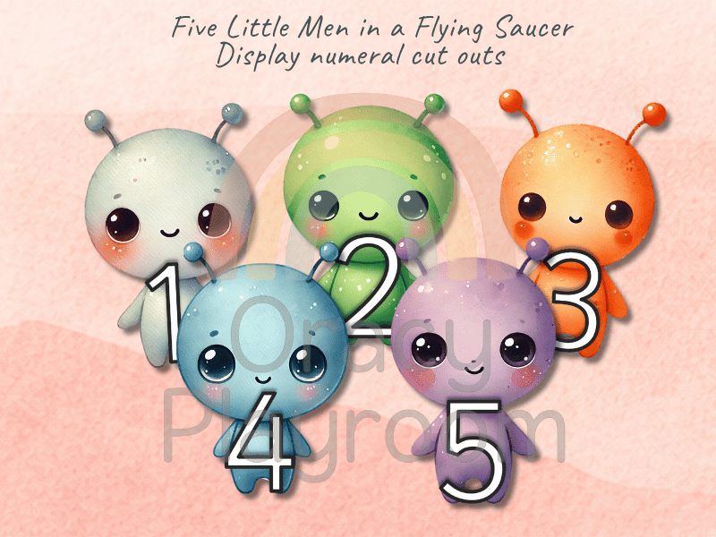 Five Little Men in a Flying Saucer: Display Numeral Cut Outs