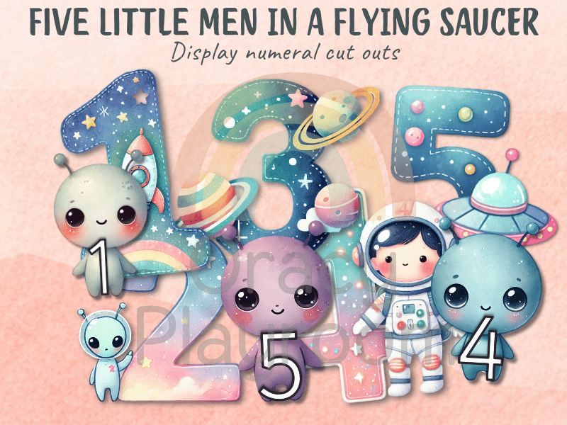 Five Little Men in a Flying Saucer: Display Numeral Cut Outs
