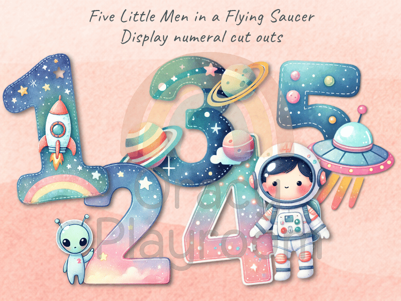 Five Little Men in a Flying Saucer: Display Numeral Cut Outs