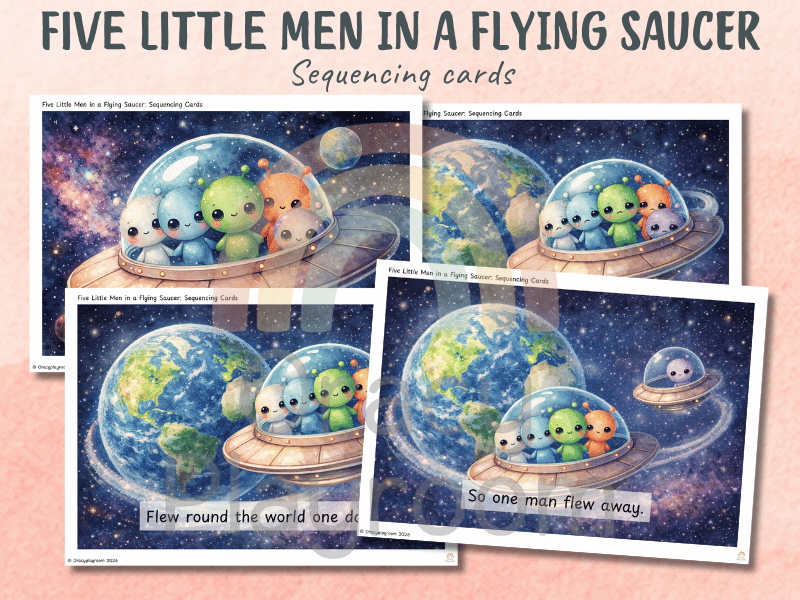 Five Little Men in a Flying Saucer: Sequencing Cards