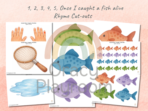 1, 2, 3, 4, 5 Once I Caught a Fish Alive: Rhyme Cut-Outs