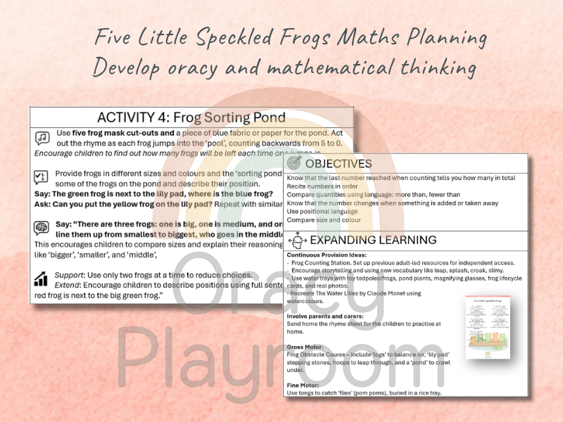 Five Little Speckled Frogs: Editable Activity Plan