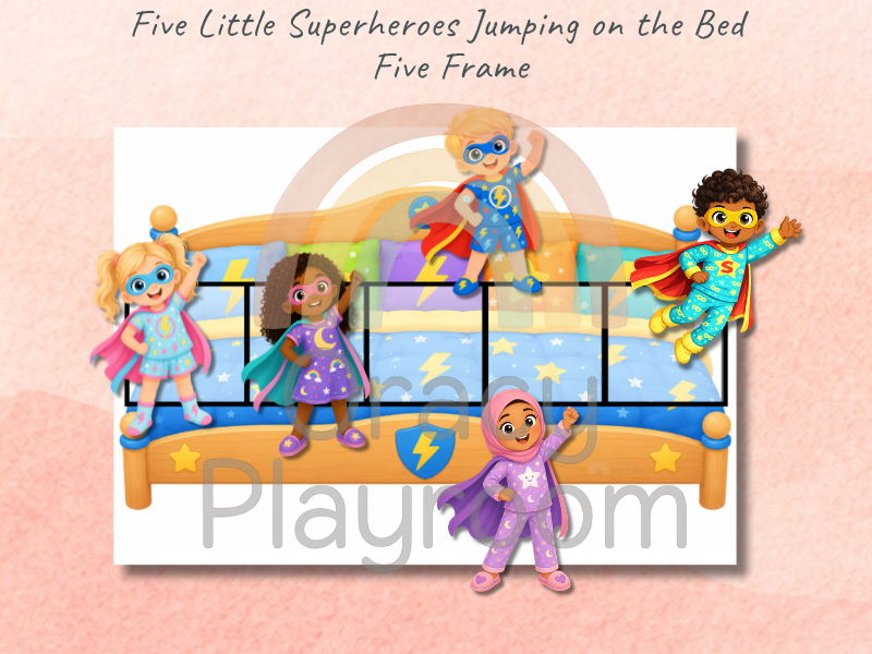 Five Little Superheroes Jumping on the Bed Complete Maths Pack