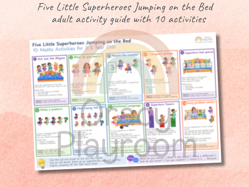 Five Little Superheroes Jumping on the Bed Complete Maths Pack