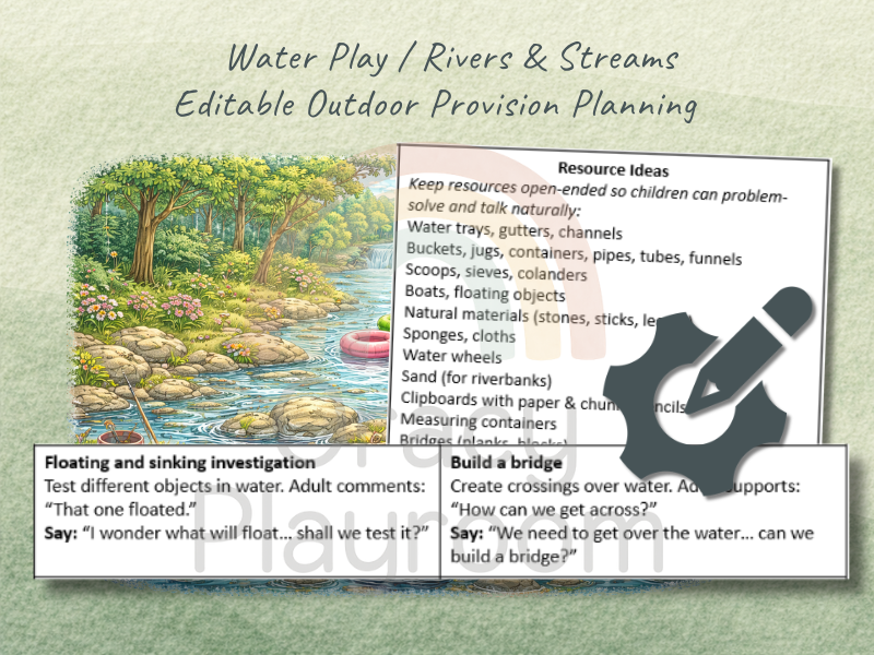 Outdoor Provision Plan: Water Play / Rivers & Streams