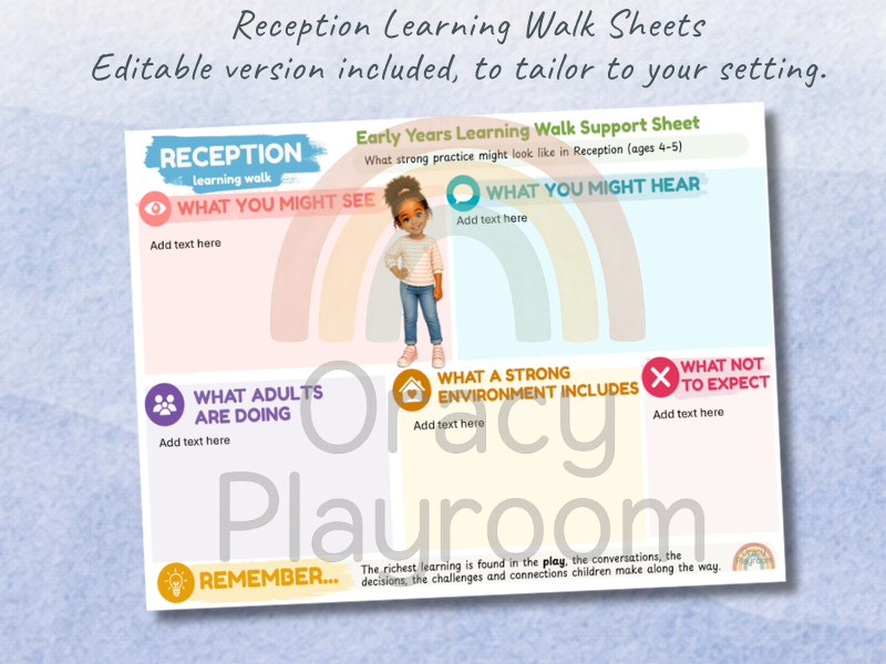 Reception Learning Walk Sheets: Subject-Specific Observation Pack