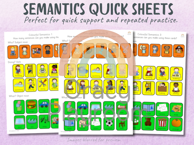 Colourful Semantics Quick Print Sheets
