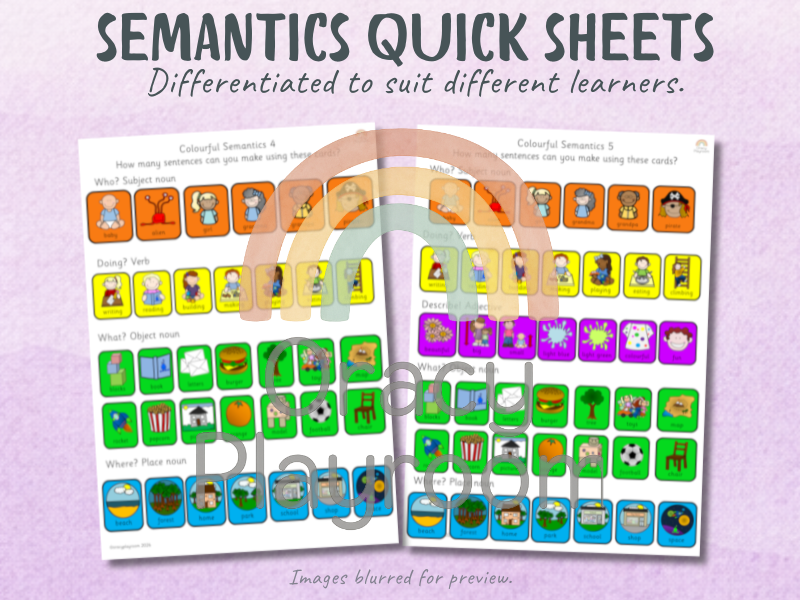 Colourful Semantics Quick Print Sheets