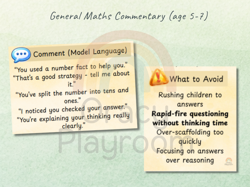 General Maths Commentary Sheet (Ages 5–7)