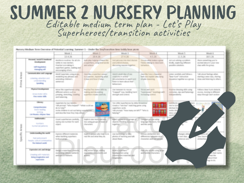 Summer 2 Nursery Planning: Editable Medium Term Plan (Superheroes & Transition)