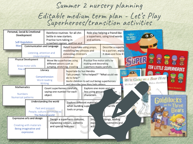 Summer 2 Nursery Planning: Editable Medium Term Plan (Superheroes & Transition)