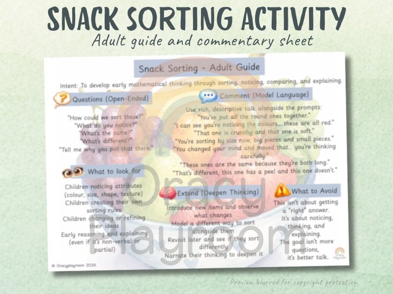 Snack Sorting: Adult Commentary Sheet