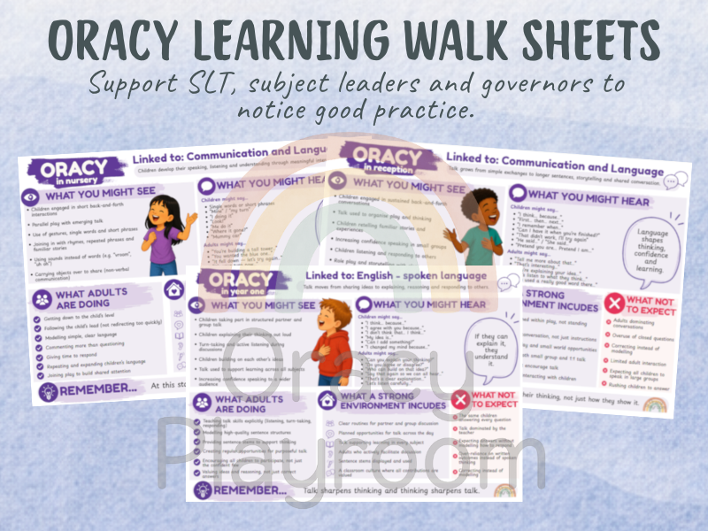 Oracy Learning Walk Sheets (Nursery–Year 1)