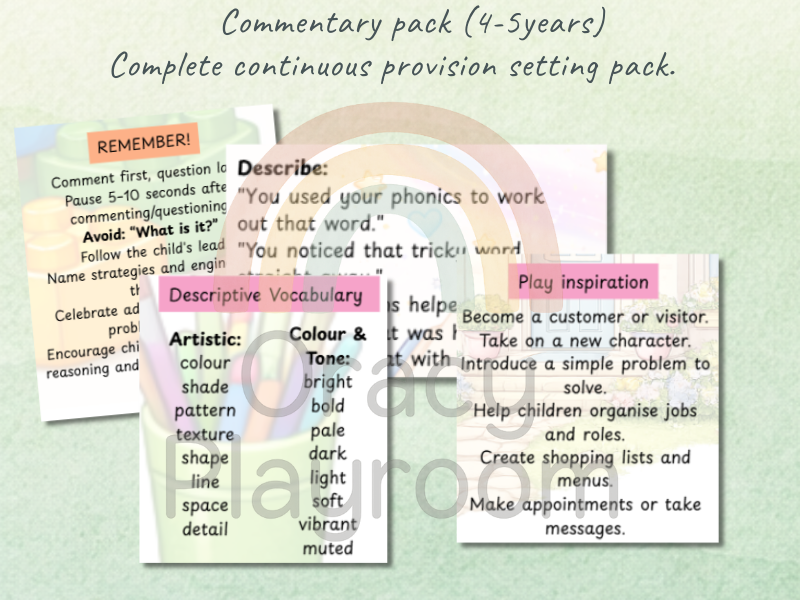 Continuous Provision Commentary Pack | 4-5 Years (Reception)