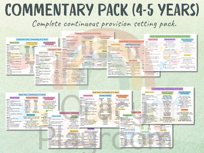 Continuous Provision Commentary Pack | 4-5 Years (Reception)