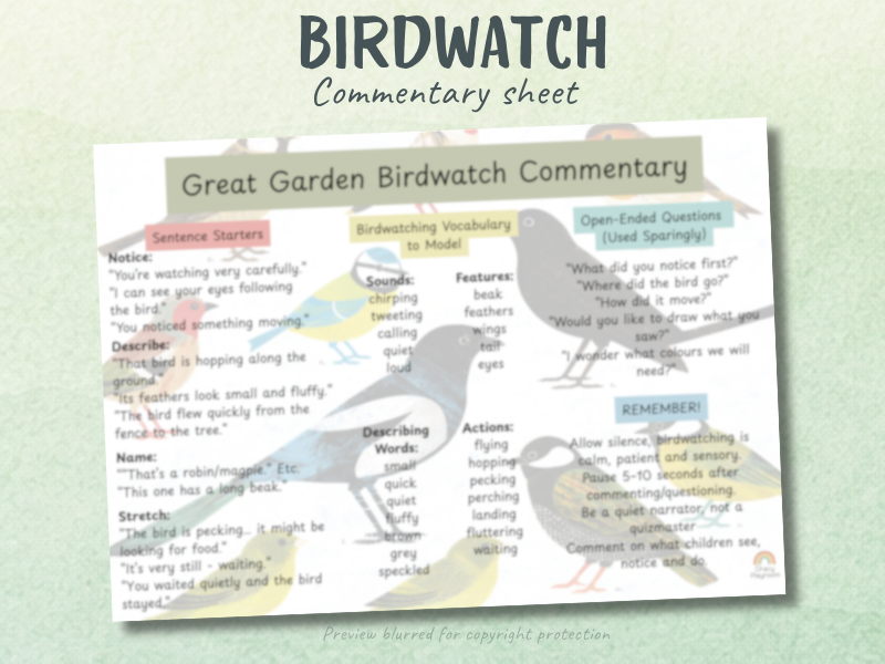 Big Garden Birdwatch Commentary Sheet