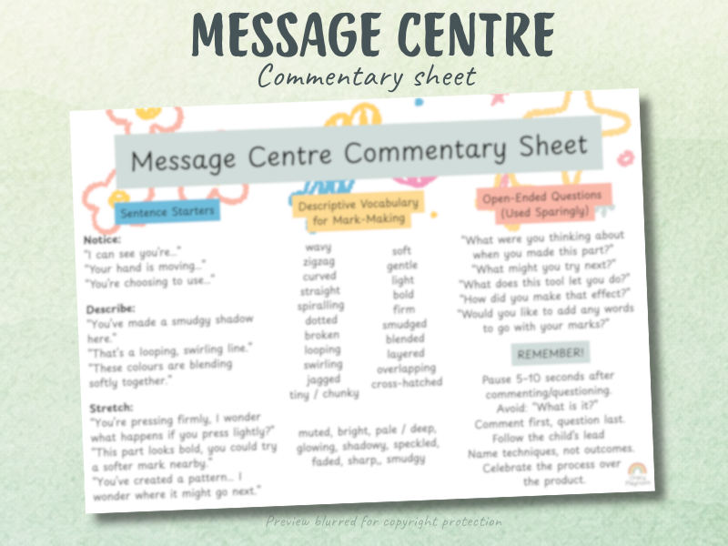 Message Centre Commentary Sheet