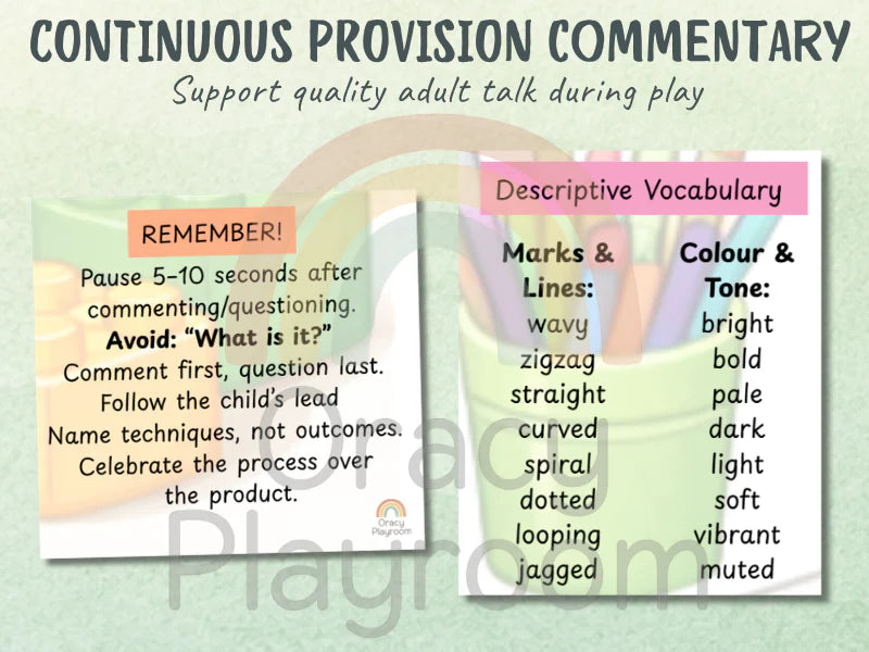 Continuous Provision Commentary Pack | 3-4 Years (Nursery)