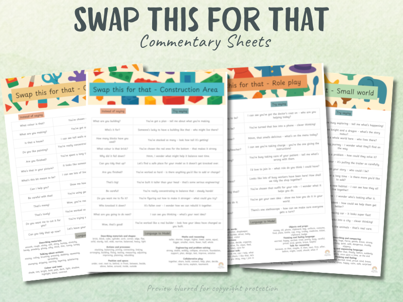 Swap this for that: Sample adult commentary sheets